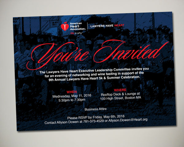 american heart association lawyers have heart networking invitation design