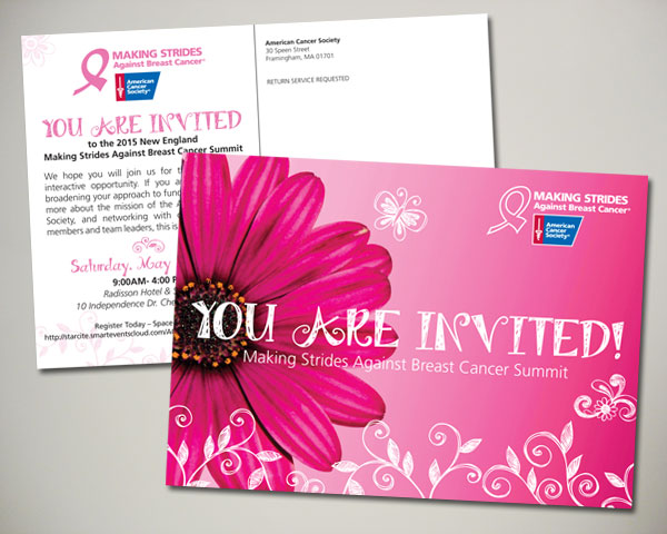 american cancer society making strides against breast cancer summit postcard design