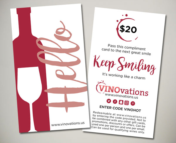 vinovations discount hand out cards wine