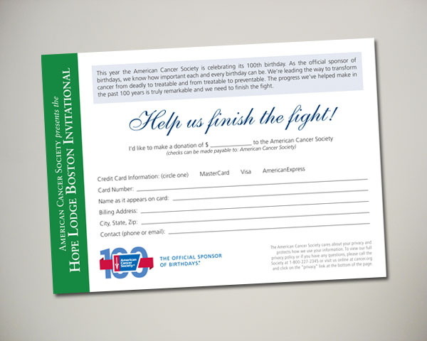 golf invitational donation card