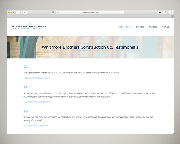 whitmore brothers construction custom builder website design